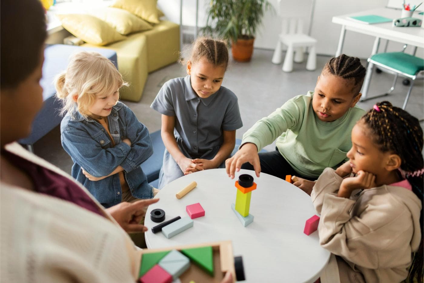 Children playing together during a social skills group session